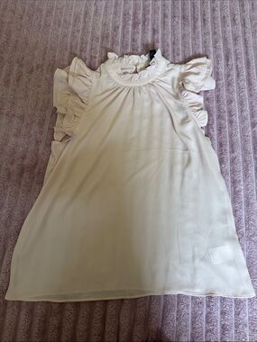 Pink ruffle, high collared blouse